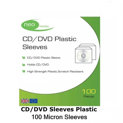 Neo Media CD/DVD 100 Micron PVC Sleeves - 100 Pack