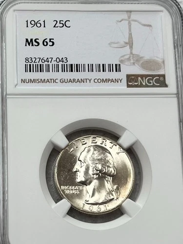 1961 Washington Quarter Graded MS65 by NGC - Nice White Coin