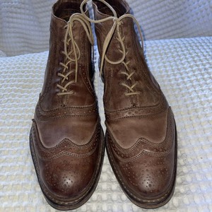 Allen Edmonds Cronmok Beige Tan Leather Ankle Boots Men\'s Size 12 Wingtip Allen Edmonds Cronmok Wingtip Boots Blue Leather Sz... | Depop main image 4