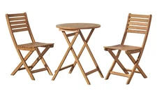 Cabot Folding Outdoor Bistro Table & Chair Set (Round Table & 2 Chairs) - Wea...