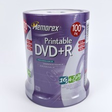 Memorex Printable DVD R 100 Pack 16X 4.7GB 120 Minute Discs Brand NEW Sealed