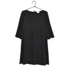 Sézane 100% Silk Polka Dot Pattern Black Dress Size 38 Made in Poland