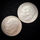 90% Silver - 1964 Roosevelt Dime - 2 Dimes - Circulated Condition - 05-8