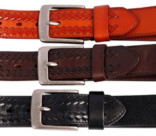 1 1/2" Heavy Duty Leather Work CCW Gun Belt Basket Weave Amish Handmade Black