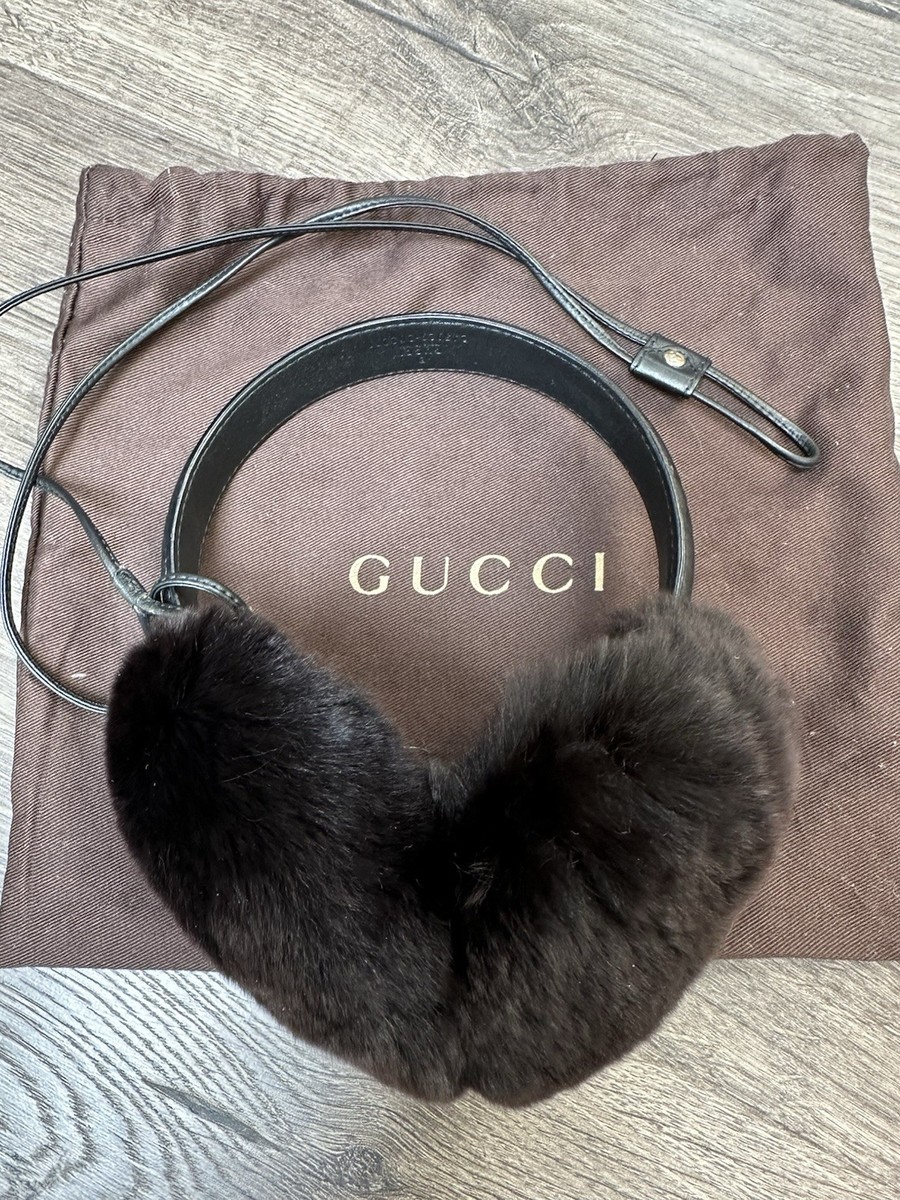 GUCCI ブラックファー イヤーマフ GUCCI RABBIT FUR EARMUFFS DARK BROWN | eBay