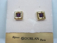 D'Orlan Gold Plated Pierced Earrings with Swarovski Crystals - 6406