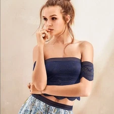 Nwt Victorias Secret Blue Ink Blot Crochet Lace Off Shoulder Bra Bralette S