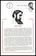 1972 Sidney Lanier poet Sc 1446 FDC with premium Hammond maxi-card cachet (D15