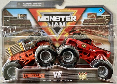 Monster Jam Doppelpack Lumberjack Vs Axe Fire Truck 1:64 Trucks Neu und Sealed