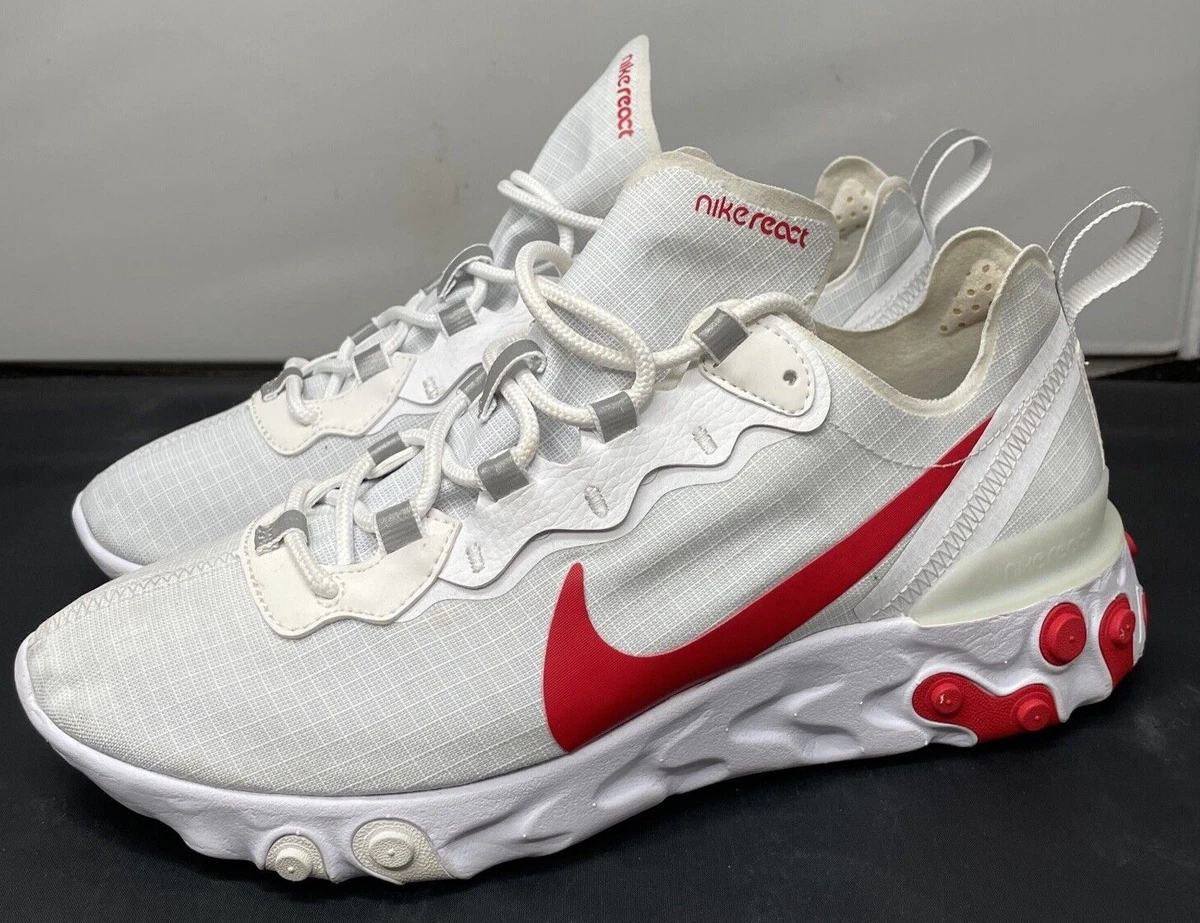 Lingüística Elocuente Ineficiente Nike React Element 55 White University Red BQ6167 Mens Size 8 Fast Shipping  | eBay