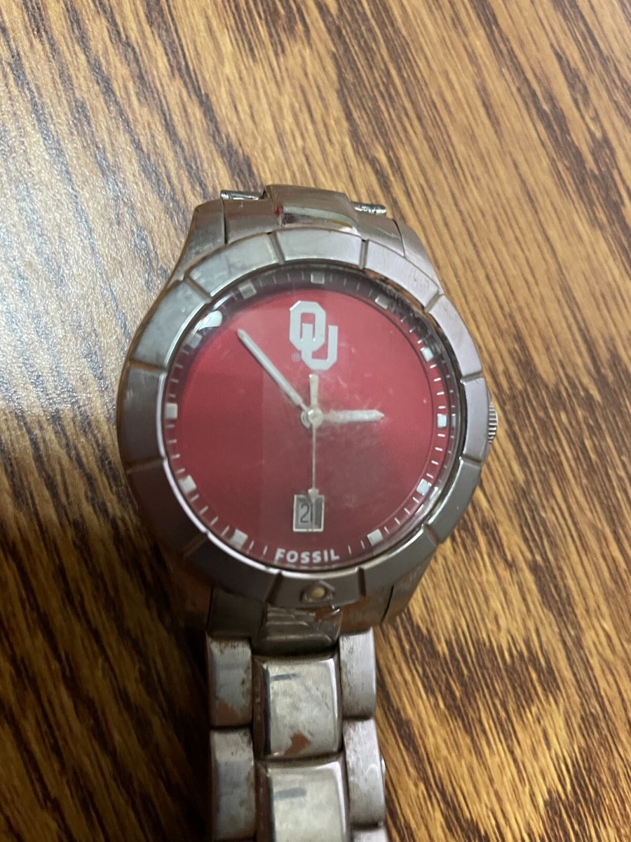 Oklahoma Sooners NCAA Stainless-Steel Bracelet Watch by Fossil NEW Oklahoma Sooners NCAA Stainless-Steel Watch by Fossil NEW  main image 2