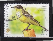 SINGAPOUR 2007 YELLOW WAGTAIL 0,45 $ 5ÈME RÉIMPRESSION (2007F) 1 TIMBRE EN FI...