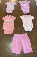 Gerber Onesies Lot of 4  1 Pair Of Pants. Baby Girls NB Newborn