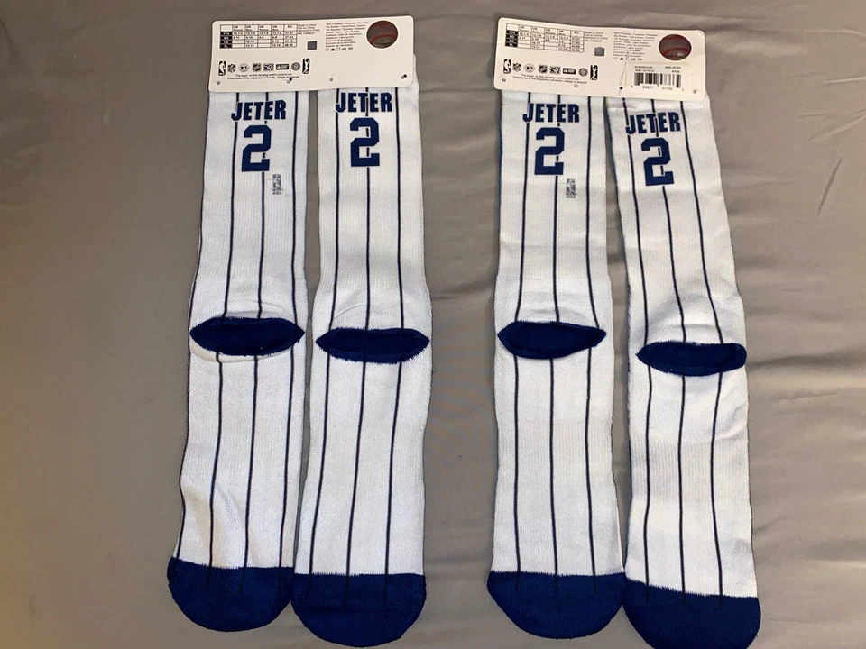 FBF For Bare Feet New York Yankees Derek Jeter Pinstripe Socks MLB Baseball Lrg - Image 2 of 4