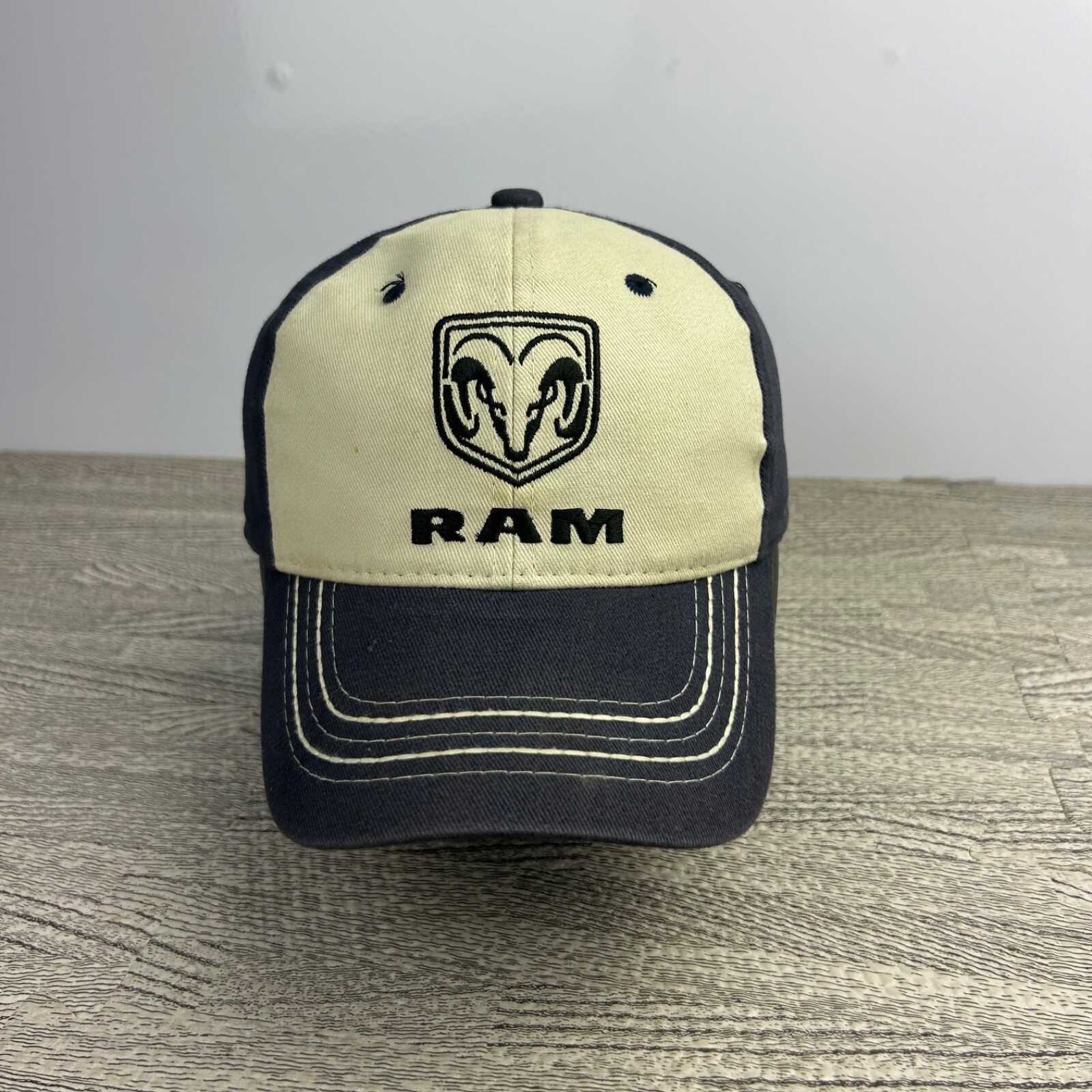 Dodge Ram Hat Cap Strap Back Adjustable Cream Blu… - image 1