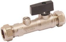 15mm Compression DZR Non Return / Double Check Valve With Isolation Tap