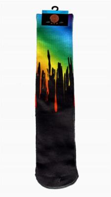 HYP Thin Tight Knit Rainbow Paint Drip Splatter Men's Socks Shoe Sz 6-12 NEW
