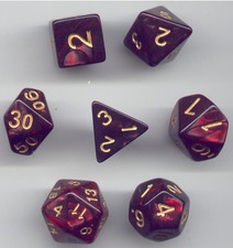NEW Style  RPG Dice Set of 7 - MidNight Dark Ruby D4 D6 D8 D10 D12 D20 D00-90
