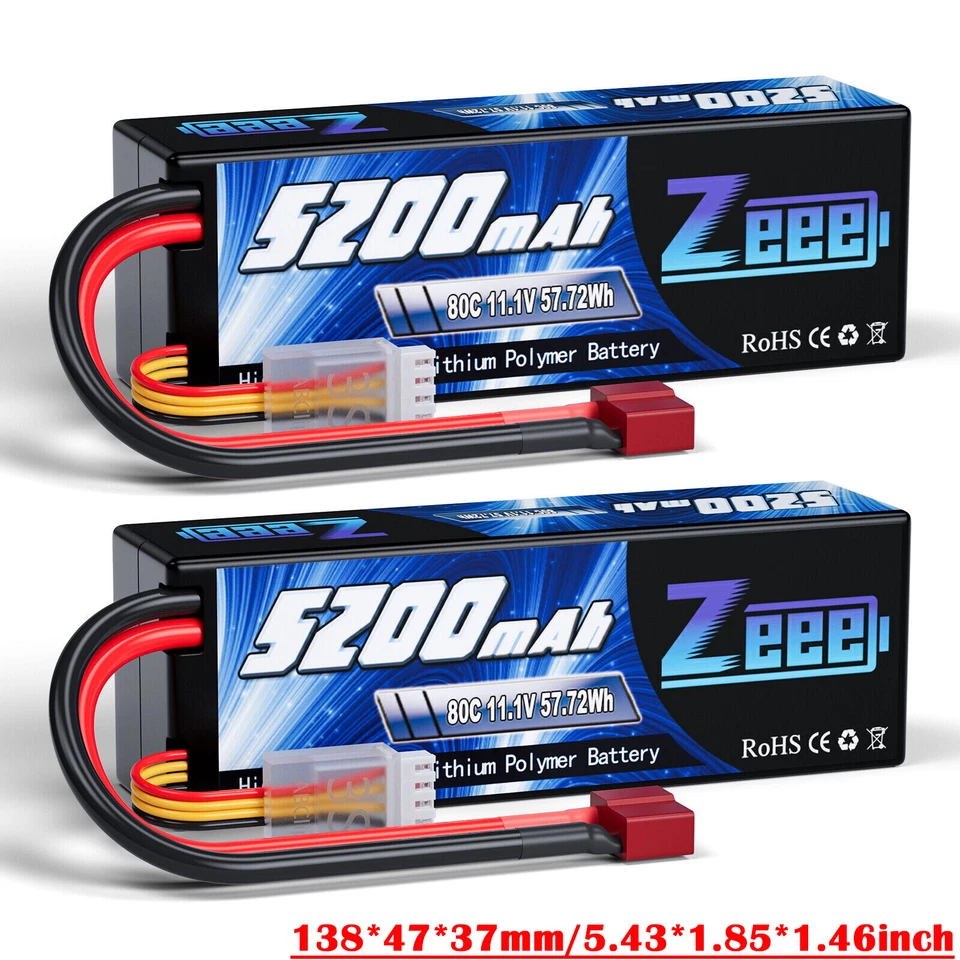 2x Zeee 3S 11,1V Lipo Akku Batteries T 5200mAh 80C für RC Auto Boat Flugzeug LKW