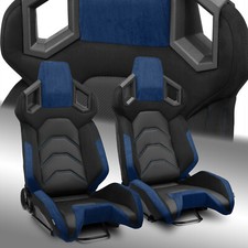 Pure Blackblue Reclinable Pvc Car Racing Seats Pair Pure Series Wslider Lr