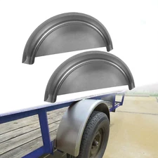For 14"-16" Wheel Steel Round Single Axle Trailer Fenders with Back Plate 2PK