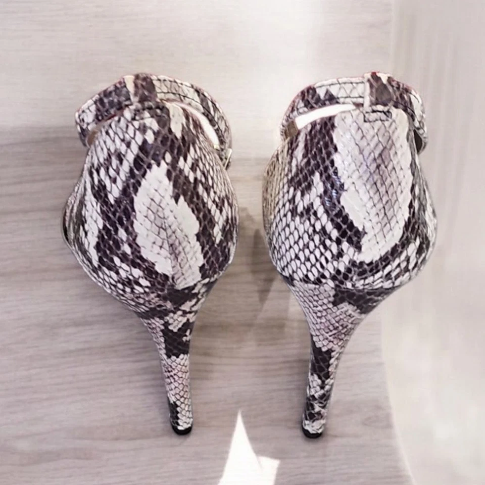 Sole Society Patent Leather Peep-Toe Heels with Snake Print Detail Ankle 9.5B - Image 4 of 4