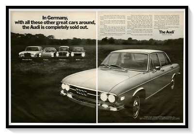 Audi 100LS German Car 2-Page Print Ad Vintage 1970 Magazine Advertisement