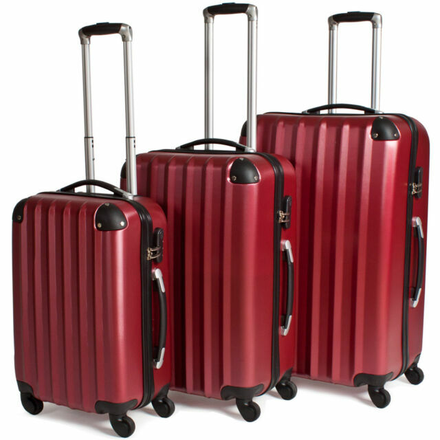 TecTake Set Maletas de 3 Piezas de Cáscara Dura - Rojas (400718) | Compra  online en eBay