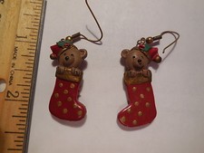 Christmas Earrings- Bear in Stocking
