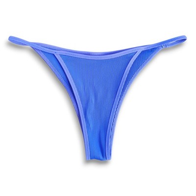 Kulani Kinis Ribbed Blue/Purple Tanning Small Cheeky Bikini Bottom