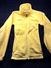 Columbia Fleece Jacket Boys 18/20 Yellow Embroidered Logo Mock Neck Full Zip