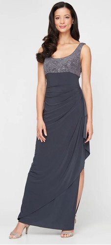 Abito Alex Evenings in maglia jacquard glitter e jersey opaco con giacca bolero 18 - Foto 3 di 12