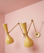 Mid Century Modern Brass Diabolo Wall Sconce Pair : Italian Stilnovo Lamp
