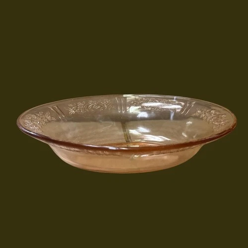 Vintage Federal Pink Depression Glass Sharon Cabbage Rose Oval Serving Bowl