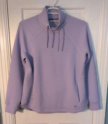 LL Bean Women's L Reg Pullover Quilted Honeycomb Funnel Neck 520418 Lilac
