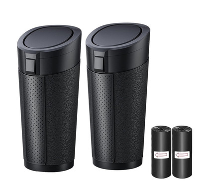 Car Trash Can with Lid, 2 Packs Leakproof Vehicle Garbage Bin, Compact Cup Holde