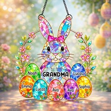 Personalized Grandma Bunny Suncatcher   Easter Window Hanging Gift for Grandma