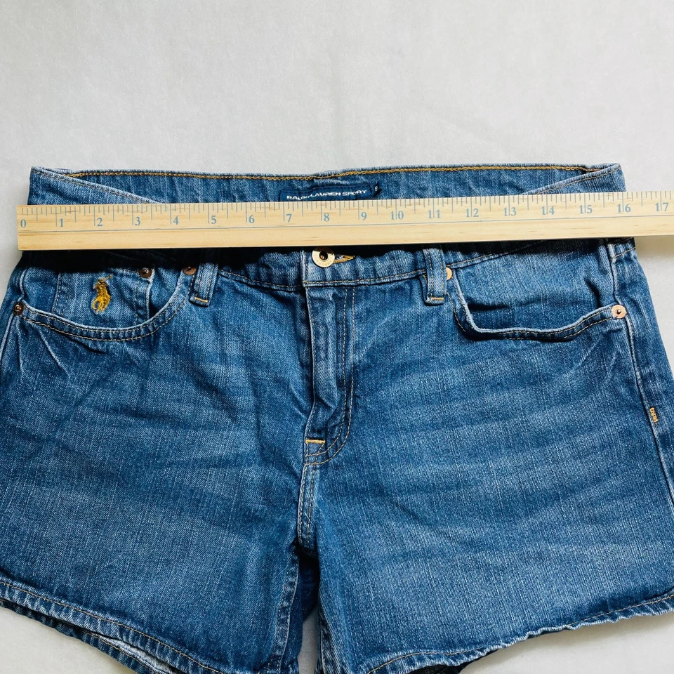 Ralph Lauren Womens Denim Blue 5 Pockets Design Mid Rise Boyfriend Shorts Size 8 - Image 3 of 4