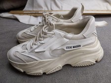 Steve Madden Possession Shoes Womens 8.5 39 White Mesh Chunky Sneakers POSS03S1