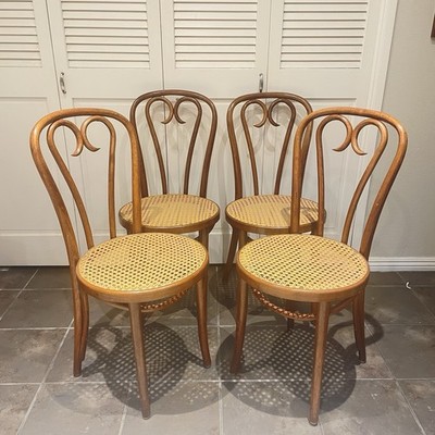 Vintage 1970 Set 4 THONET Bentwood Sweetheart Chairs ZPM Radomsko Made in Poland
