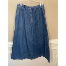 LL Bean Vintage Denim A-Line Midi Skirt Womens Size 14