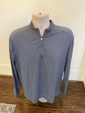 Johnnie O Performance Quarter Zip Pullover Sweater Blue Medium