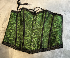 Women Corset Bustier Sz 4XL Green Black Gothic Burlesque Renaissance Fair Garb