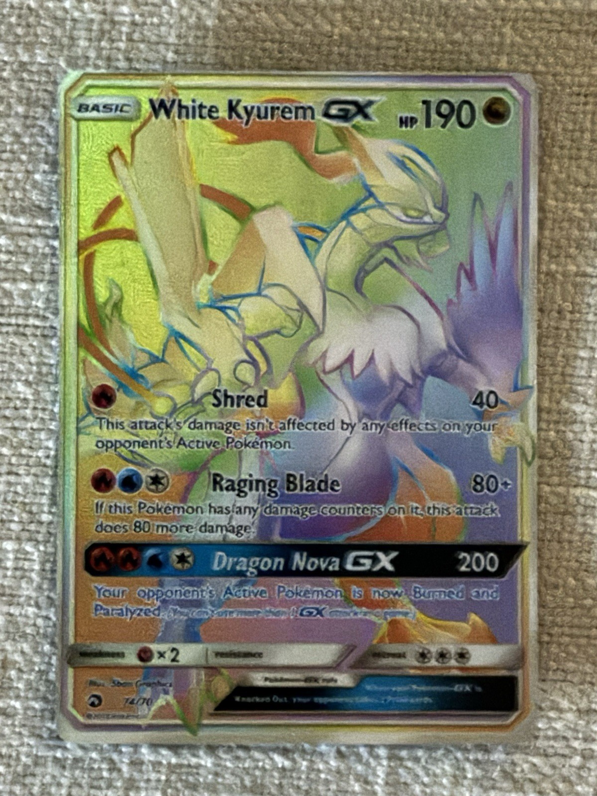 White Kyurem GX 74/70 Dragon Majesty SECRET RARE 2018 Pokémon TCG NM/M