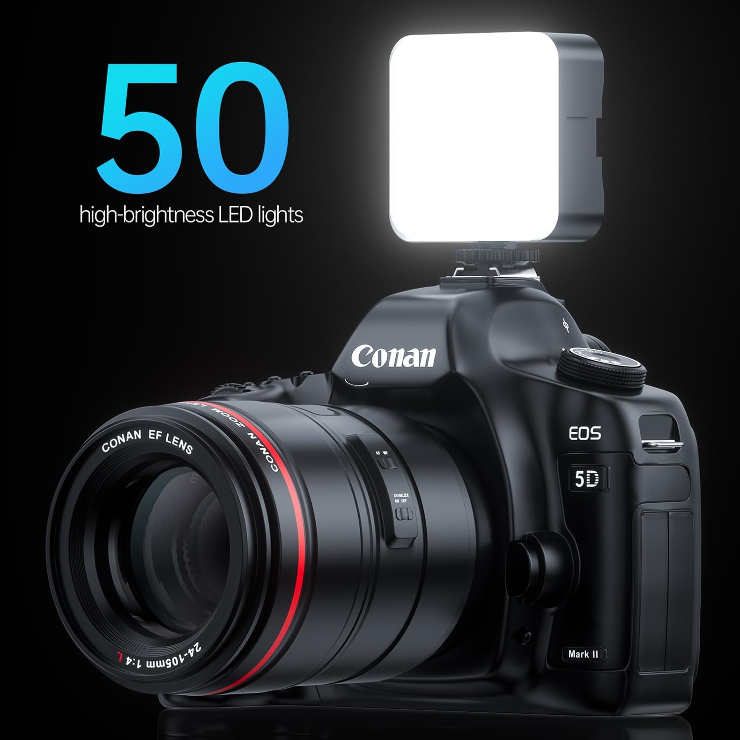 Handheld Camera Light Cold Shoe Camera Light: Color LED Video Light- 3200K-5600K+CRI95 ...