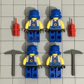Lego Power Miners guy orange scar minifigure 8958 8709 Lot Of 4 H4 24