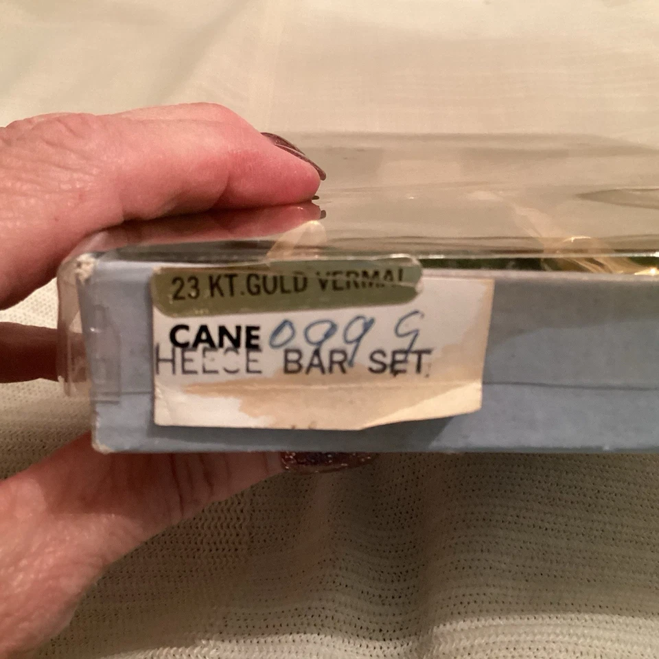 Conjunto de servir queijo vintage britânico 23 KT folheado a ouro estampado Vines Of Sheffield - Imagem 2 de 4