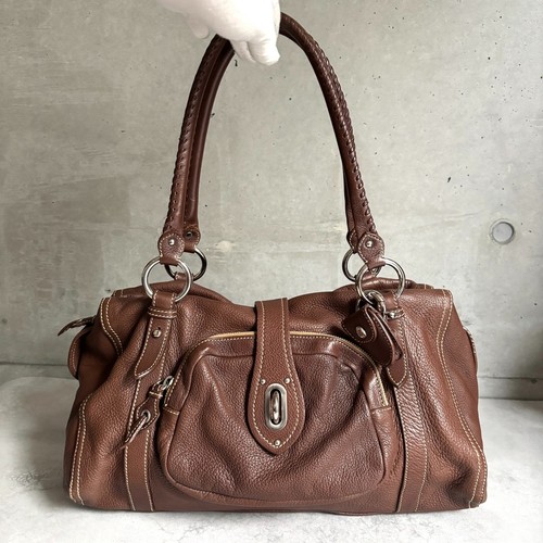 Miu Miu Hand bag Tote Brown Leather Archive bag Vintage Y2K Top Handle Logo