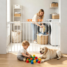 No Bottom Bar Baby Gate for Stairs with Adjustable Width 31.5  -46  