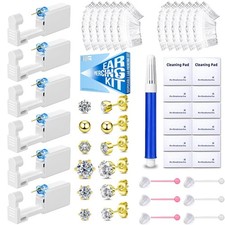 TKKUY 38PCS Disposable Ear Piercing Kit Self Piercing Gun Gold Plated Earrings